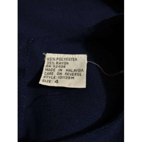 Vintage 80s Halmode Womens Dress Size 4 Blue Nautical Puff Sleeve Coastal Bows - Picture 5 of 7